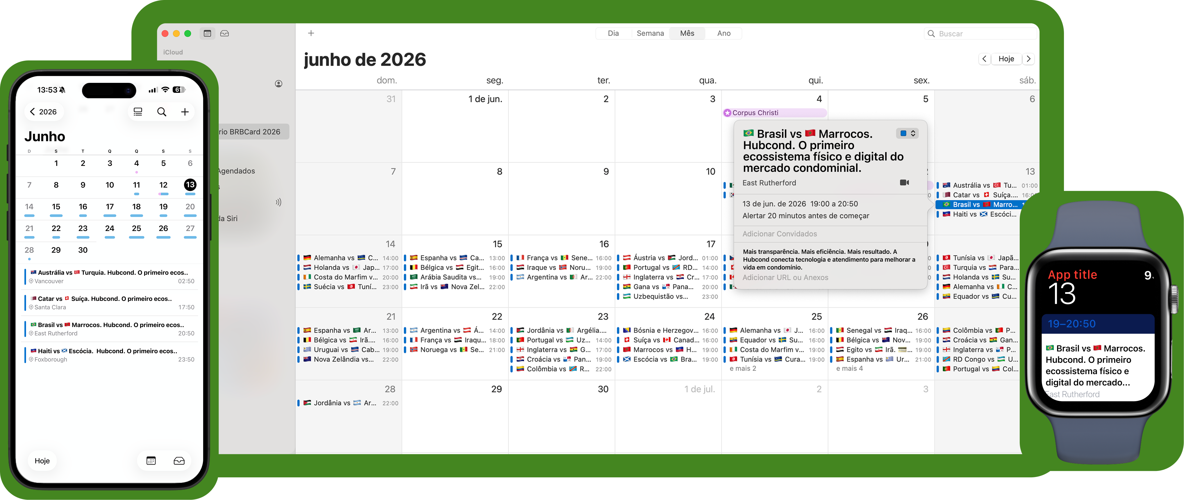 Telas do aplicativo nos dispositivos